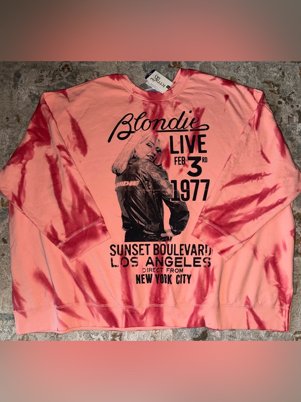 Terra & Sky Pink Tie-Dye Blondie Graphic Crewneck Sweatshirt